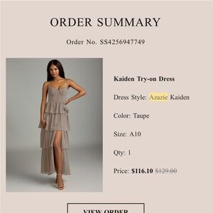 Azazie Taupe Tiered Kaiden High-Low Dress